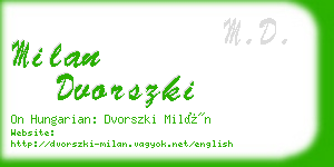 milan dvorszki business card